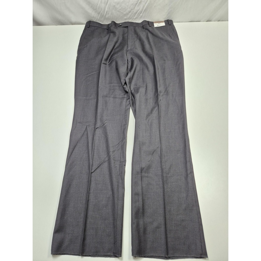 Prontomoda Dress Pants Mens 44x36 Gray Wool Super 140s Pleated Unhemmed NWT